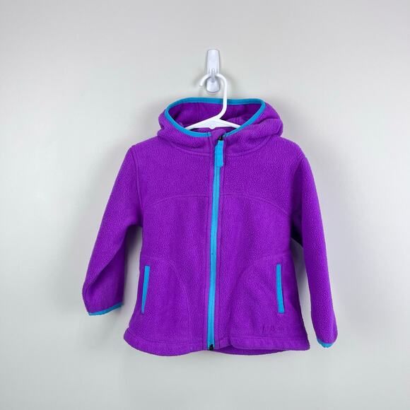 L.L. Bean Girls Purple Hooded Fleece Jacket 2T - Picture 1 of 8